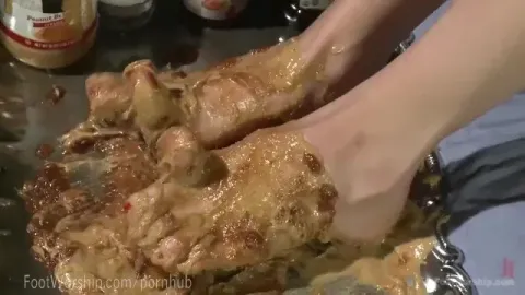 Lesbian Foot Fetish with Food and Worship