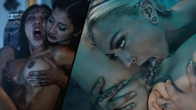 Possesed Babes Scissor and Eat Each Other Out in a Lesbian Fuck Fest