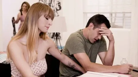 Hot Student Bangs Her Stepdad while His Gf is Here!