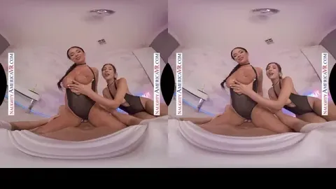 Two women share an intimate encounter in virtual reality