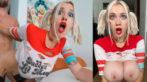 Big Tits Harley Quinn Deepthroat, Fucks Roughly until a Big Cum on Her Face -...