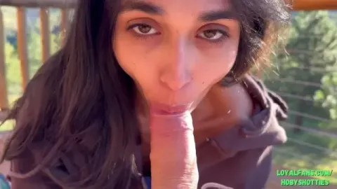 Pretty all Natural Brunette Sucks Her Boyfriends Cock in the Woods & Eats Cum