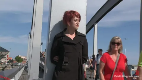 Redhead Euro girl gets fucked hard in public