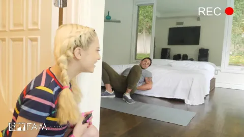 Horny stepdaughter spots stepdad's big dick