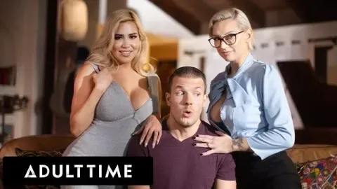 Lucky Guy Serves Up Cock in Wild Threesome with Stepmoms Kenzie Taylor and Ca...