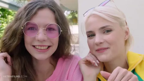 Horny Teens Lika Star & Sofi Smile Share a Cock