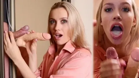 an Unexpected Member Came Out of the Cupboard. Double Sloppy Blowjob!