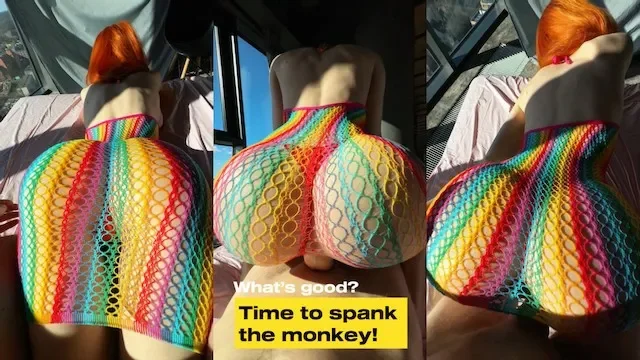 Red-haired Bitch with Perfect Forms Sharply Rides a Big Cock and Jerks Cock w...