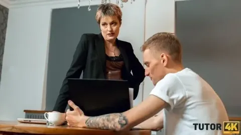 Mature Tutor instead of Literature Teaches Student About Sex