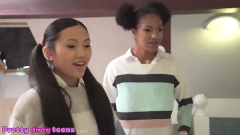 Deviante - Big Tits Ebony and Teen Asian Thai College Roomies Wake Up House M...