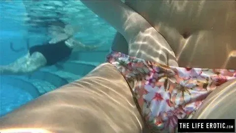 Girl Almost Caught Masturbating in a Public Pool