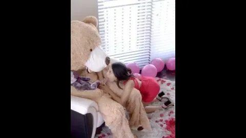 Jasmine Grey Takes a Wild Ride on Her Valentine's Teddy Bear Dick